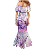 Personalized Polynesian Lupus Awareness Family Matching Mermaid Dress and Hawaiian Shirt Butterfly Hologram Lupus Warrior