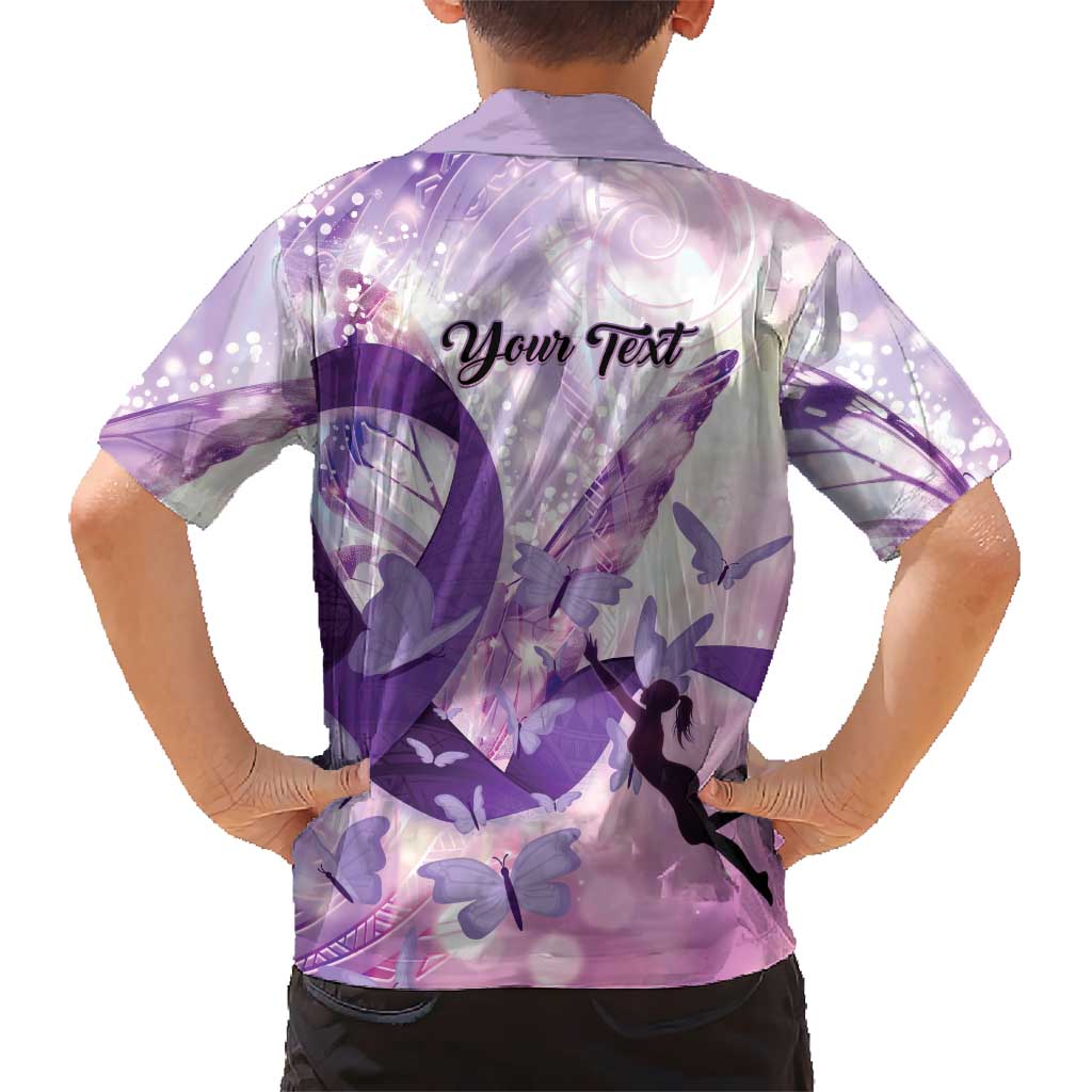 Personalized Polynesian Lupus Awareness Family Matching Puletasi and Hawaiian Shirt Butterfly Hologram Lupus Warrior