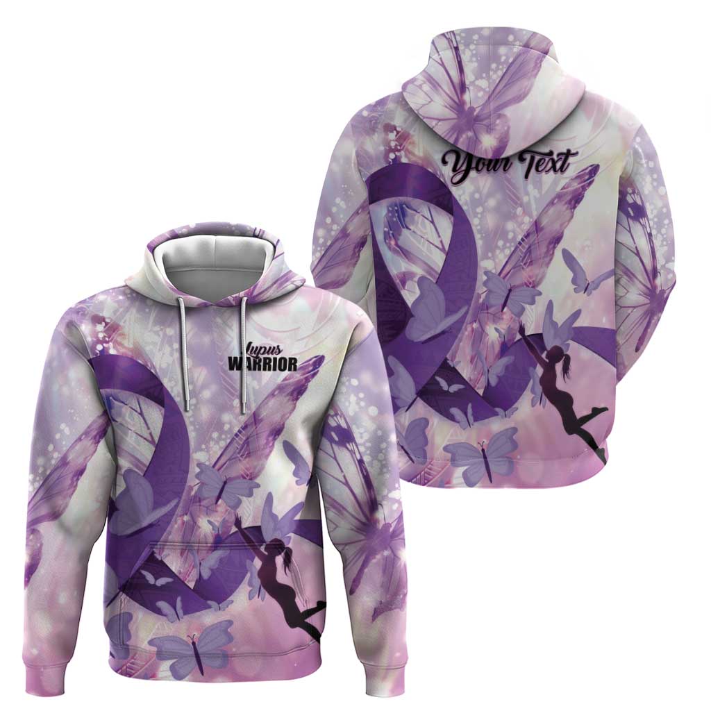 Personalized Polynesian Lupus Awareness Hoodie Butterfly Hologram Lupus Warrior LT01 - Polynesian Pride