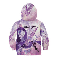 Personalized Polynesian Lupus Awareness Kid Hoodie Butterfly Hologram Lupus Warrior