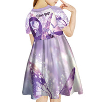 Personalized Polynesian Lupus Awareness Kid Short Sleeve Dress Butterfly Hologram Lupus Warrior LT01 - Polynesian Pride
