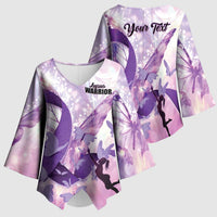 Personalized Polynesian Lupus Awareness Kimono Sleeve Blouse Butterfly Hologram Lupus Warrior LT01 - Polynesian Pride