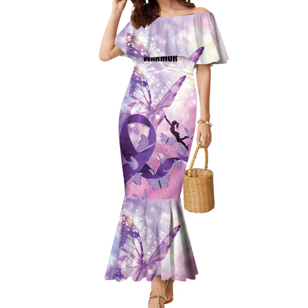 Personalized Polynesian Lupus Awareness Mermaid Dress Butterfly Hologram Lupus Warrior LT01 Women Purple - Polynesian Pride