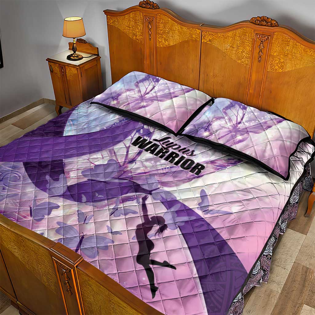 Polynesian Lupus Awareness Quilt Bed Set Butterfly Hologram Lupus Warrior LT01 - Polynesian Pride