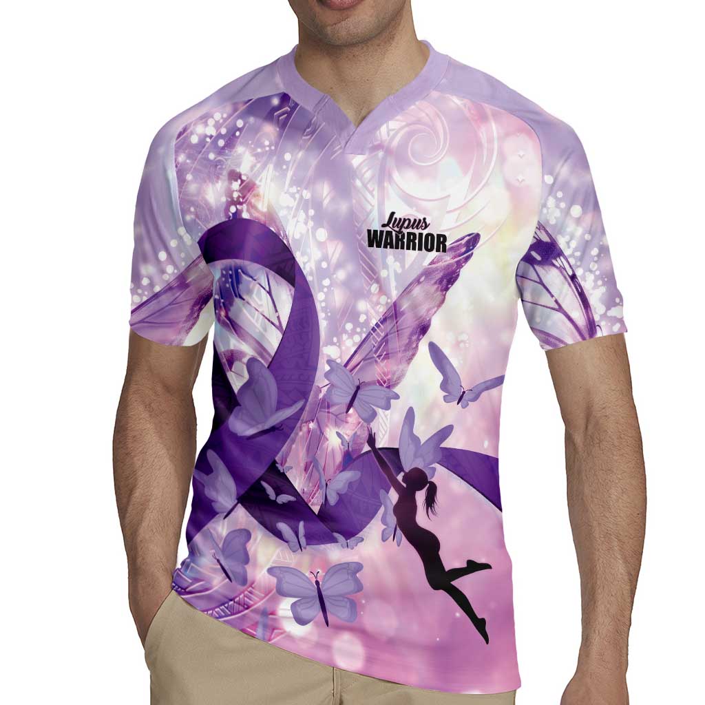 Personalized Polynesian Lupus Awareness Rugby Jersey Butterfly Hologram Lupus Warrior LT01 - Polynesian Pride