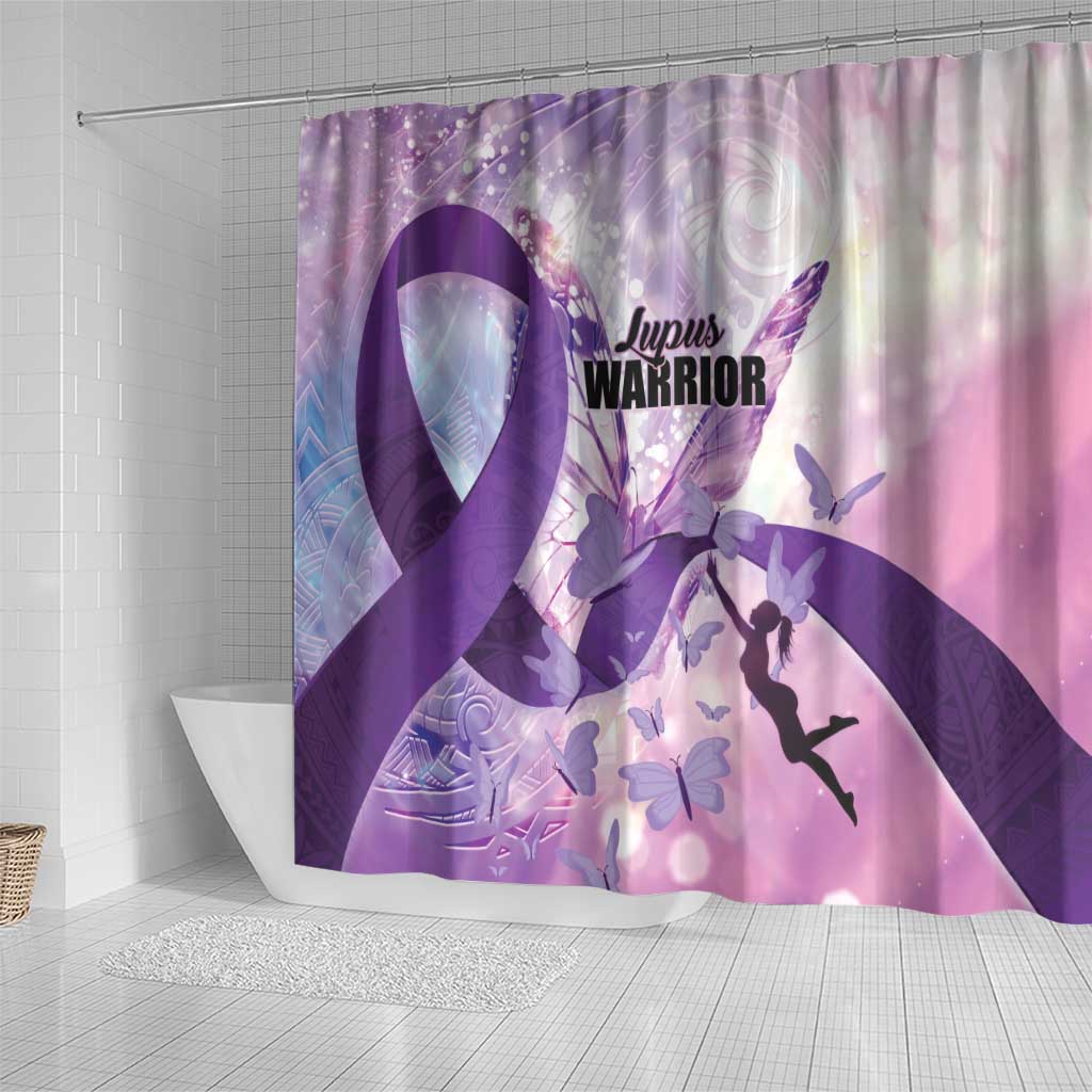 Polynesian Lupus Awareness Shower Curtain Butterfly Hologram Lupus Warrior LT01 - Polynesian Pride