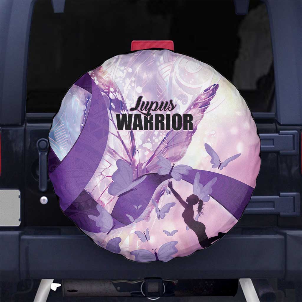 Polynesian Lupus Awareness Spare Tire Cover Butterfly Hologram Lupus Warrior