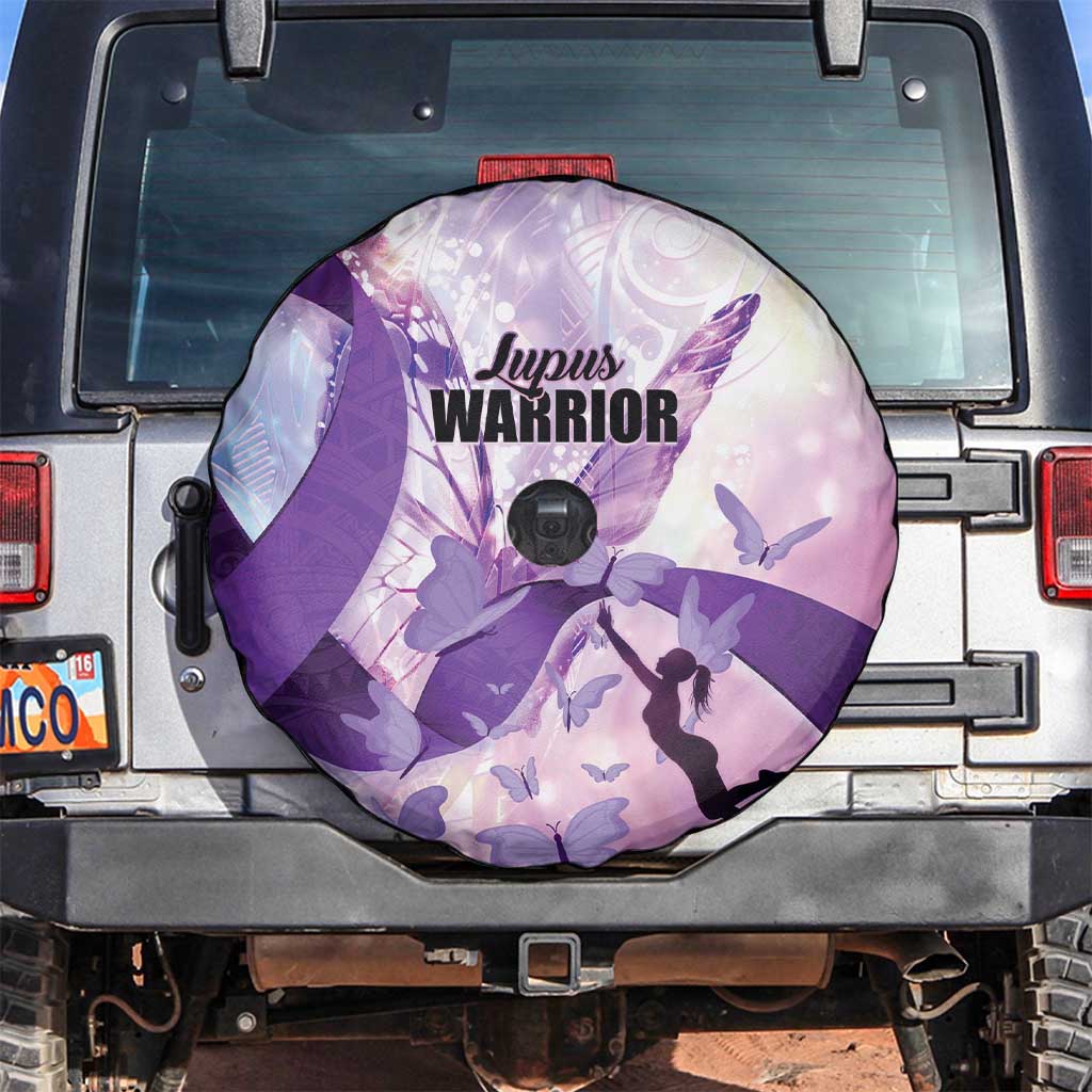 Polynesian Lupus Awareness Spare Tire Cover Butterfly Hologram Lupus Warrior