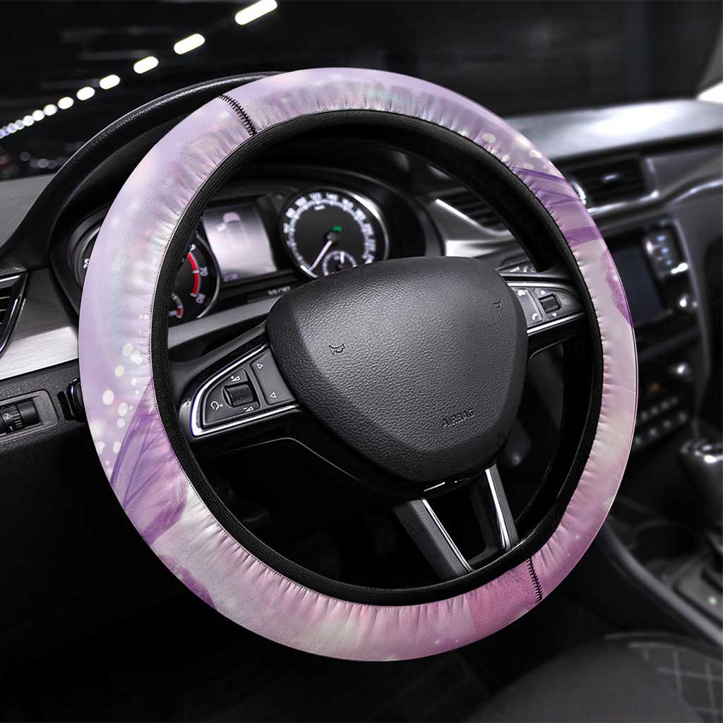 Polynesian Lupus Awareness Steering Wheel Cover Butterfly Hologram Lupus Warrior LT01 Universal Fit Purple - Polynesian Pride