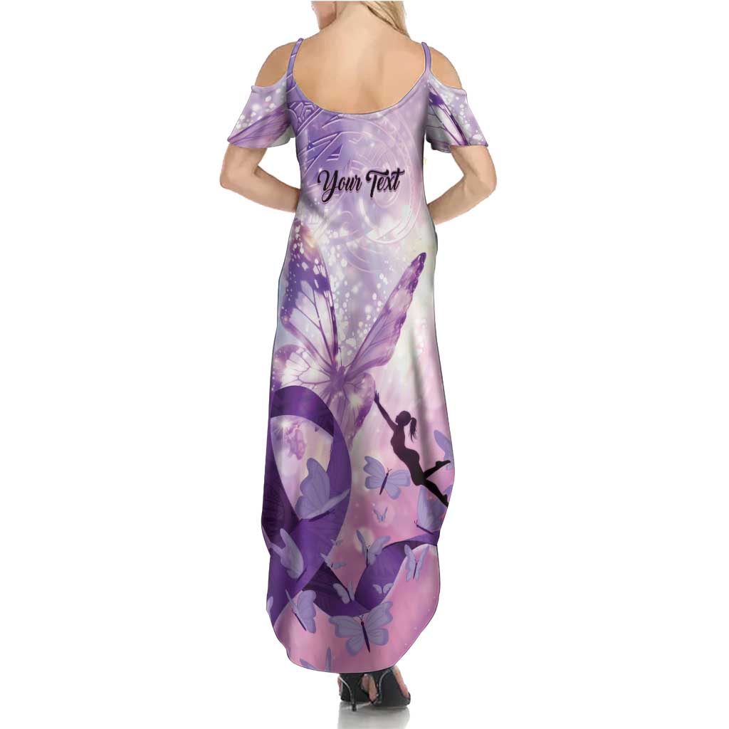 Personalized Polynesian Lupus Awareness Summer Maxi Dress Butterfly Hologram Lupus Warrior