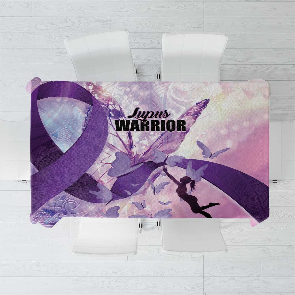 Polynesian Lupus Awareness Tablecloth Butterfly Hologram Lupus Warrior LT01 Purple - Polynesian Pride