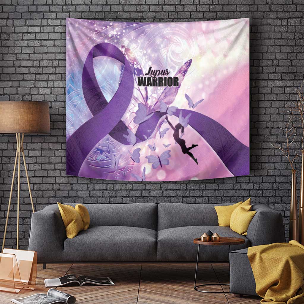 Polynesian Lupus Awareness Tapestry Butterfly Hologram Lupus Warrior LT01 Purple - Polynesian Pride