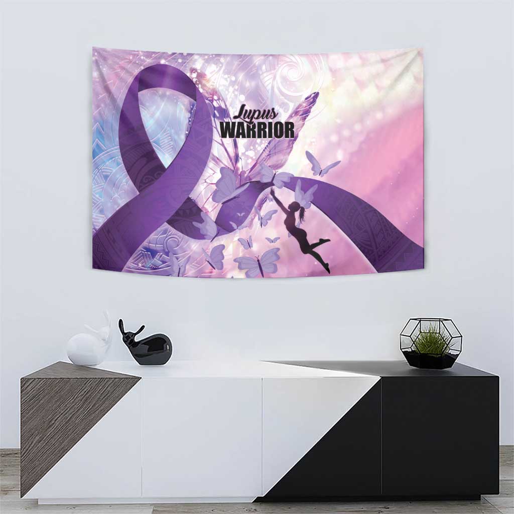 Polynesian Lupus Awareness Tapestry Butterfly Hologram Lupus Warrior LT01 - Polynesian Pride