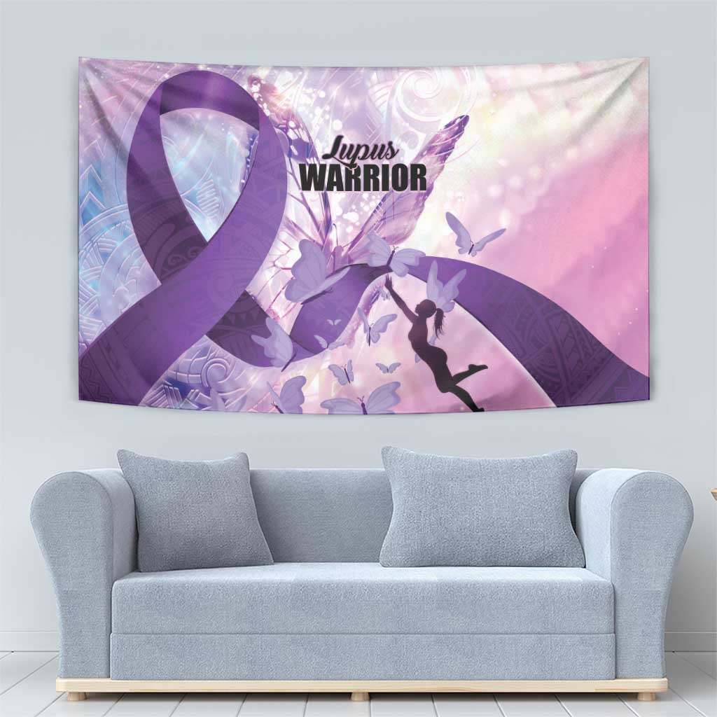 Polynesian Lupus Awareness Tapestry Butterfly Hologram Lupus Warrior LT01 - Polynesian Pride