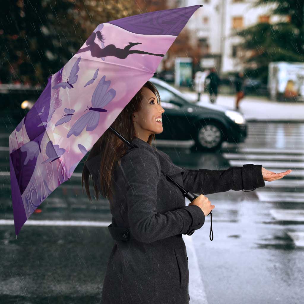 Polynesian Lupus Awareness Umbrella Butterfly Hologram Lupus Warrior