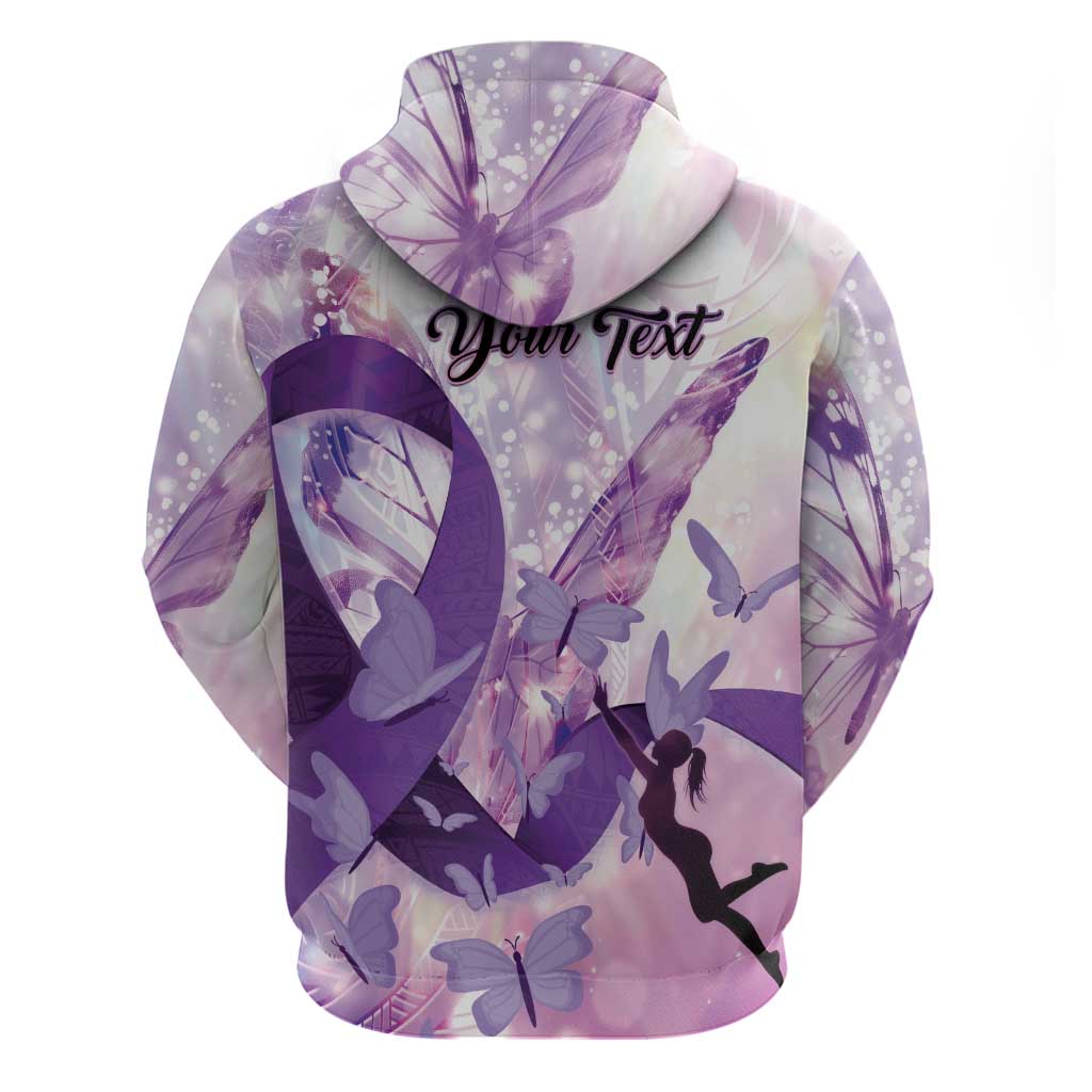 Personalized Polynesian Lupus Awareness Zip Hoodie Butterfly Hologram Lupus Warrior LT01 - Polynesian Pride