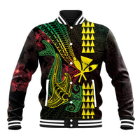 Hawaii Kakau Hammerhead Shark Baseball Jacket Neon Plumeria Pattern LT01 Unisex Black - Polynesian Pride