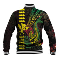 Hawaii Kakau Hammerhead Shark Baseball Jacket Neon Plumeria Pattern LT01 - Polynesian Pride