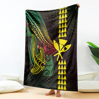 Hawaii Kakau Hammerhead Shark Blanket Neon Plumeria Pattern LT01 - Polynesian Pride