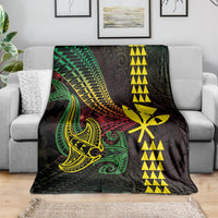 Hawaii Kakau Hammerhead Shark Blanket Neon Plumeria Pattern LT01 - Polynesian Pride