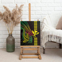 Hawaii Kakau Hammerhead Shark Canvas Wall Art Neon Plumeria Pattern LT01 - Polynesian Pride