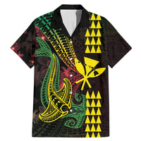 Hawaii Kakau Hammerhead Shark Family Matching Mermaid Dress and Hawaiian Shirt Neon Plumeria Pattern