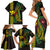 Hawaii Kakau Hammerhead Shark Family Matching Short Sleeve Bodycon Dress and Hawaiian Shirt Neon Plumeria Pattern