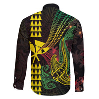Hawaii Kakau Hammerhead Shark Family Matching Tank Maxi Dress and Hawaiian Shirt Neon Plumeria Pattern