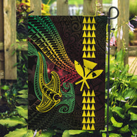 Hawaii Kakau Hammerhead Shark Garden Flag Neon Plumeria Pattern LT01 Garden Flag Black - Polynesian Pride