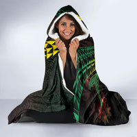 Hawaii Kakau Hammerhead Shark Hooded Blanket Neon Plumeria Pattern LT01 - Polynesian Pride
