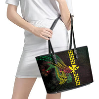 Hawaii Kakau Hammerhead Shark Leather Tote Bag Neon Plumeria Pattern LT01 - Polynesian Pride