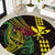 Hawaii Kakau Hammerhead Shark Round Carpet Neon Plumeria Pattern