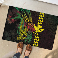 Hawaii Kakau Hammerhead Shark Rubber Doormat Neon Plumeria Pattern LT01 - Polynesian Pride