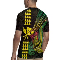 Hawaii Kakau Hammerhead Shark Rugby Jersey Neon Plumeria Pattern LT01 - Polynesian Pride