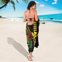 Hawaii Kakau Hammerhead Shark Sarong Neon Plumeria Pattern