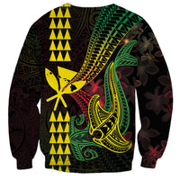 Hawaii Kakau Hammerhead Shark Sweatshirt Neon Plumeria Pattern LT01 - Polynesian Pride