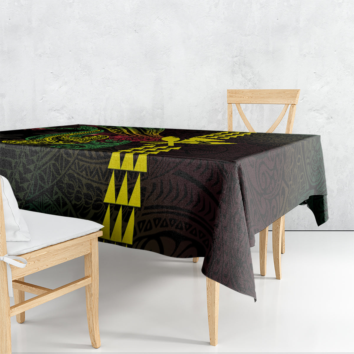 Hawaii Kakau Hammerhead Shark Tablecloth Neon Plumeria Pattern LT01 - Polynesian Pride