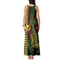Hawaii Kakau Hammerhead Shark Tank Maxi Dress Neon Plumeria Pattern LT01 - Polynesian Pride
