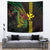 Hawaii Kakau Hammerhead Shark Tapestry Neon Plumeria Pattern