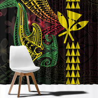 Hawaii Kakau Hammerhead Shark Window Curtain Neon Plumeria Pattern LT01 - Polynesian Pride