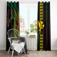 Hawaii Kakau Hammerhead Shark Window Curtain Neon Plumeria Pattern LT01 - Polynesian Pride