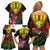 Hawaii Kanaka Maoli Flag Day Family Matching Off Shoulder Short Dress and Hawaiian Shirt Tropical Flowers