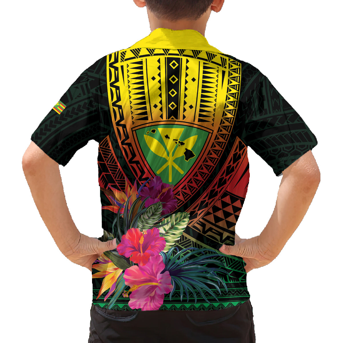 Hawaii Kanaka Maoli Flag Day Family Matching Tank Maxi Dress and Hawaiian Shirt Tropical Flowers