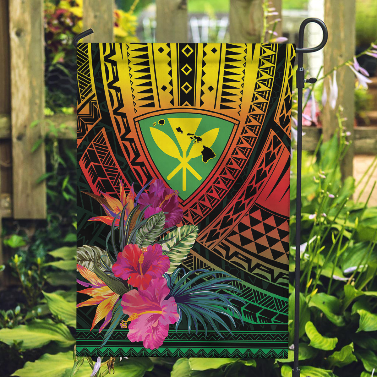 Hawaii Kanaka Maoli Flag Day Garden Flag Tropical Flowers