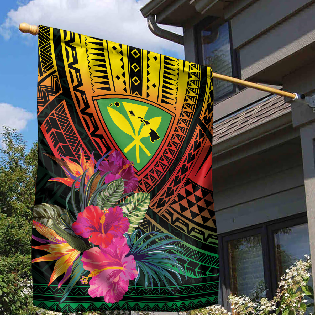 Hawaii Kanaka Maoli Flag Day Garden Flag Tropical Flowers