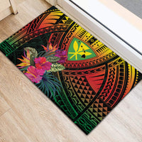 Hawaii Kanaka Maoli Flag Day Rubber Doormat Tropical Flowers