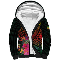 Hawaii Kanaka Maoli Flag Day Sherpa Hoodie Tropical Flowers