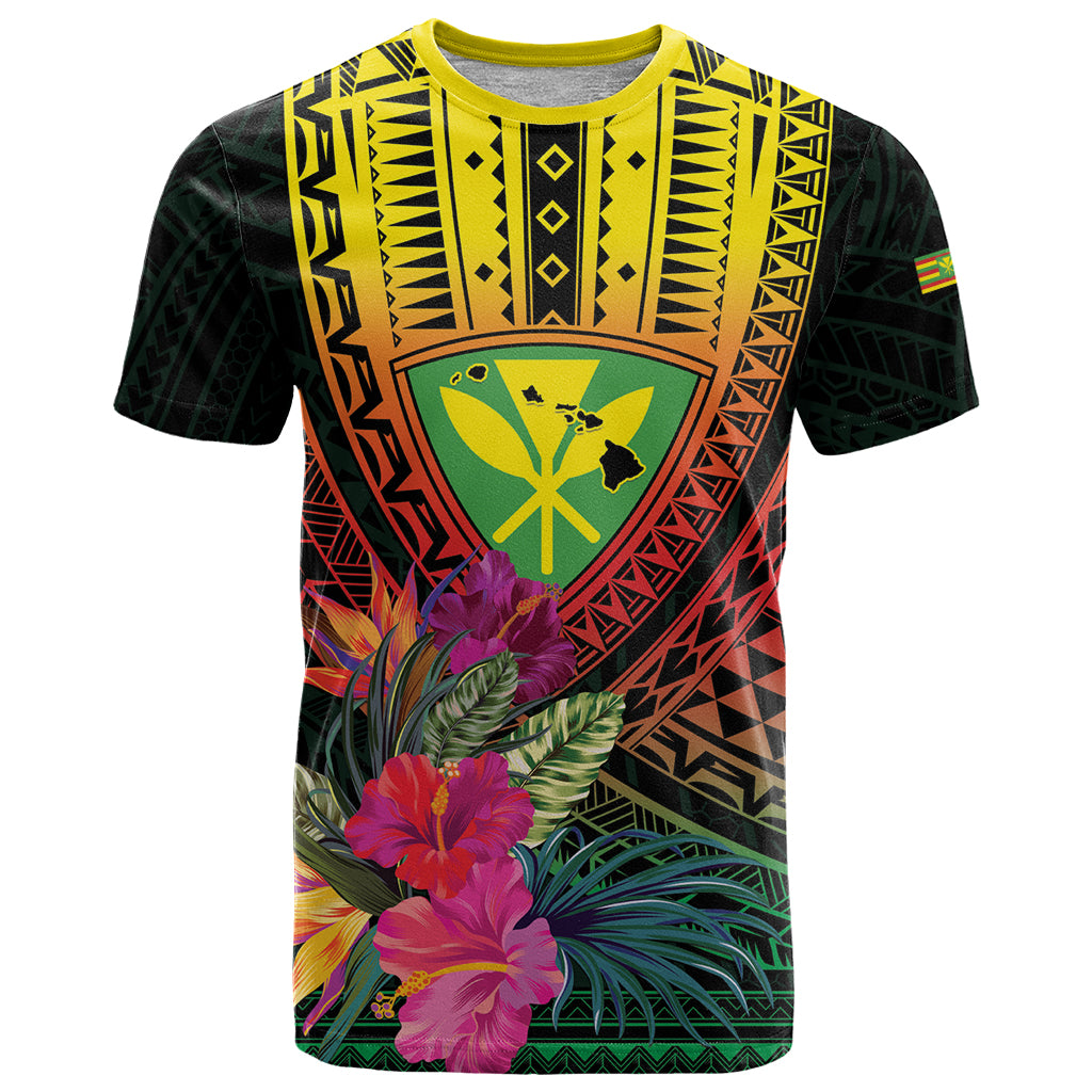 Hawaii Kanaka Maoli Flag Day T Shirt Tropical Flowers