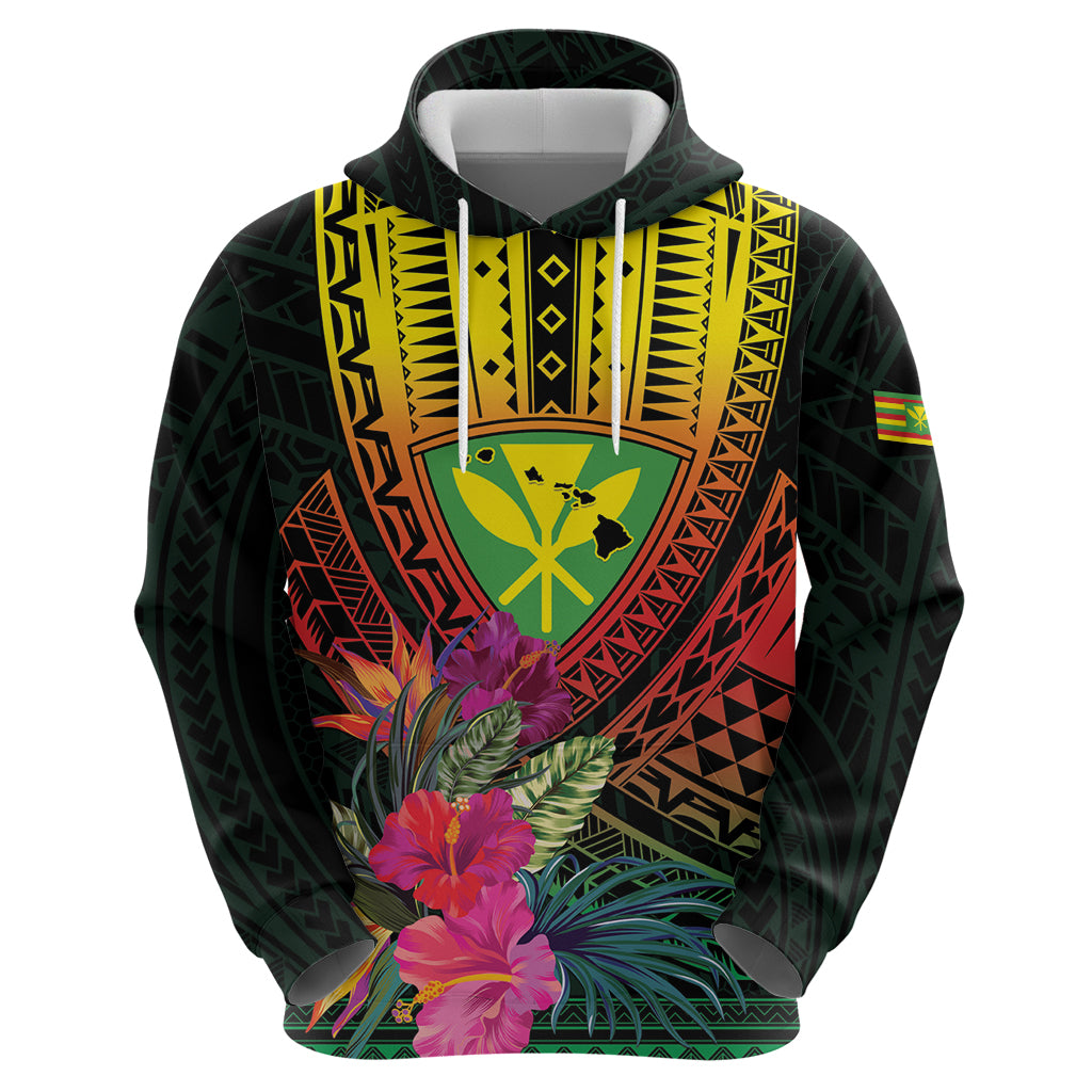 Hawaii Kanaka Maoli Flag Day Zip Hoodie Tropical Flowers
