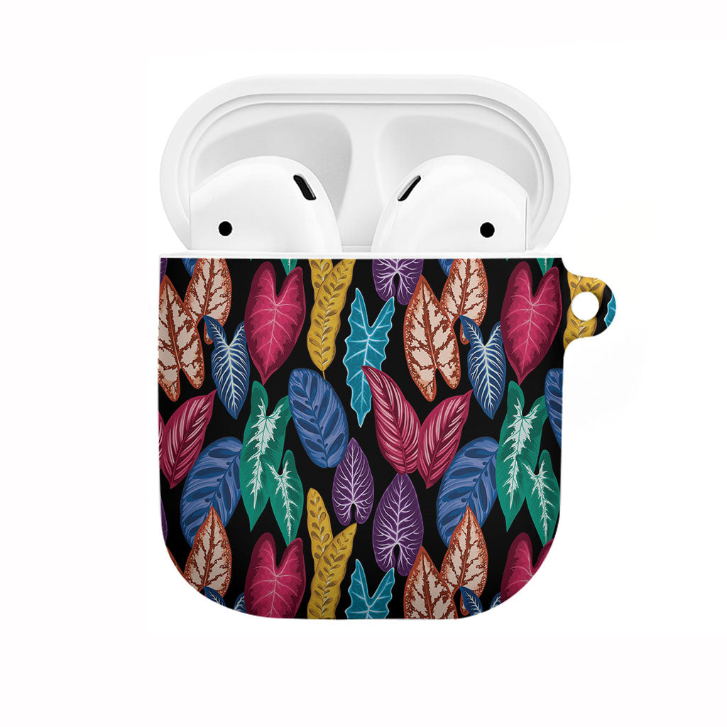 Hawaii Colorful Tropical Leaves AirPods Case LT01 Black - Polynesian Pride